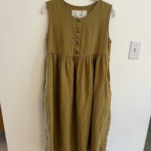 notPERFECTLINEN Olive Green Linen Dress
